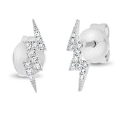Diamond Double Lightning Bolt Stud Earring - The Ear Stylist by Jo Nayor
