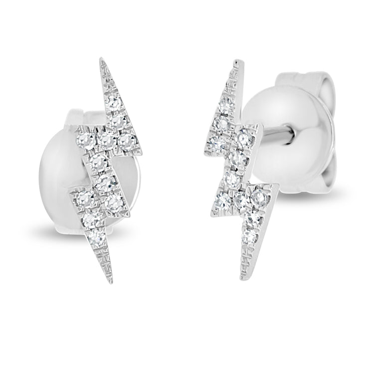 Diamond Double Lightning Bolt Stud Earring - The Ear Stylist by Jo Nayor