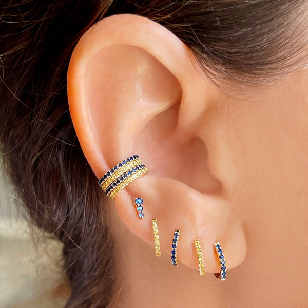 Yellow Sapphire Mini Hoops - Designer Earring - EarStylist by Jo Nayor