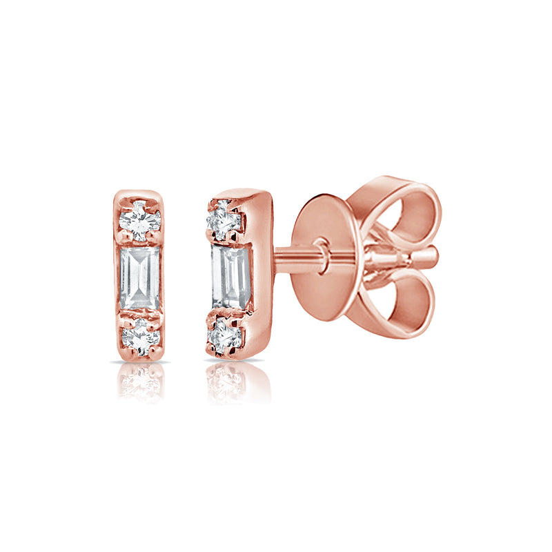 Mini Baguette Stud - Designer Earrings - The EarStylist by Jo Nayor 