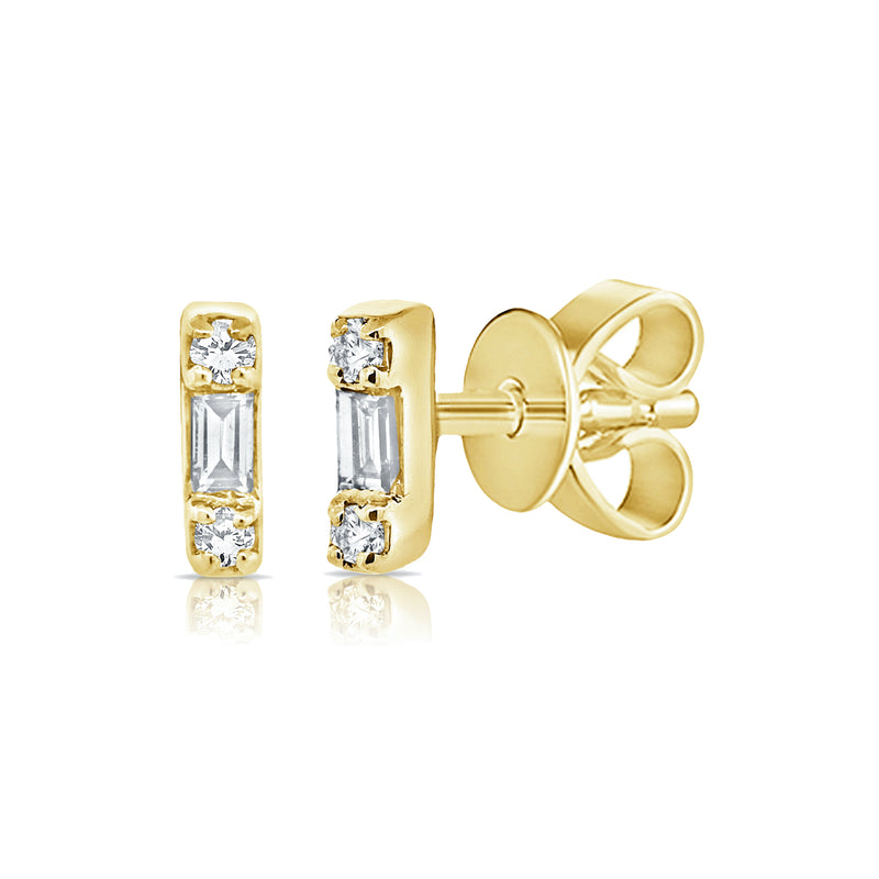 Mini Baguette Stud - Designer Earrings - The EarStylist by Jo Nayor 