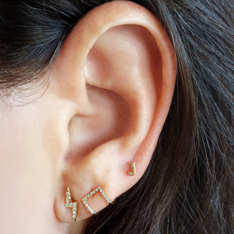 Mini Gold Letter Earring - The Ear Stylist by Jo Nayor