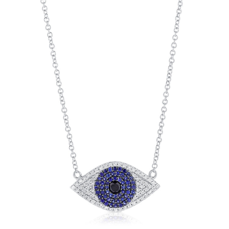 Sapphire and Diamond Evil Eye Necklace - The Ear Stylist by Jo Nayor