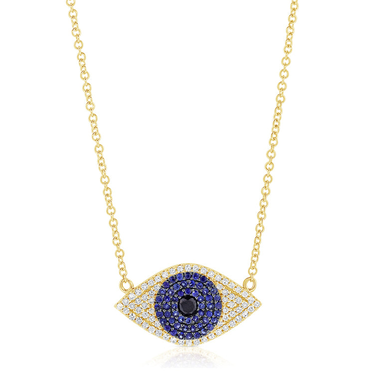 Sapphire and Diamond Evil Eye Necklace - The Ear Stylist by Jo Nayor