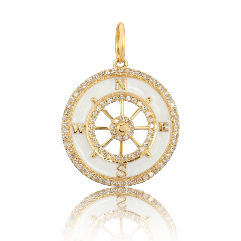 Nautical Compass Diamond Charm - Designer Necklaces - Jo Nayor Designs