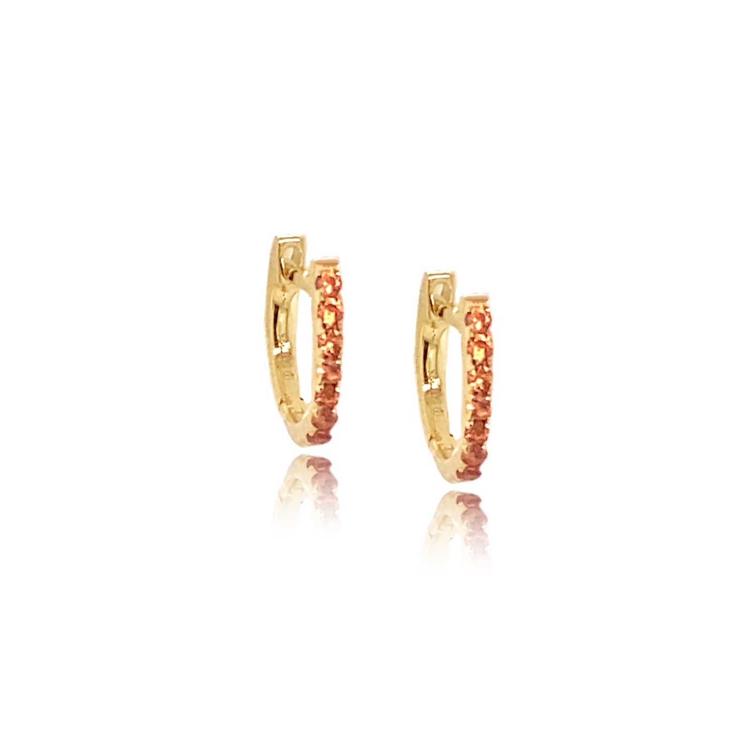 Orange Sapphire Mini Hoops - Designer Earring - EarStylist by Jo Nayor