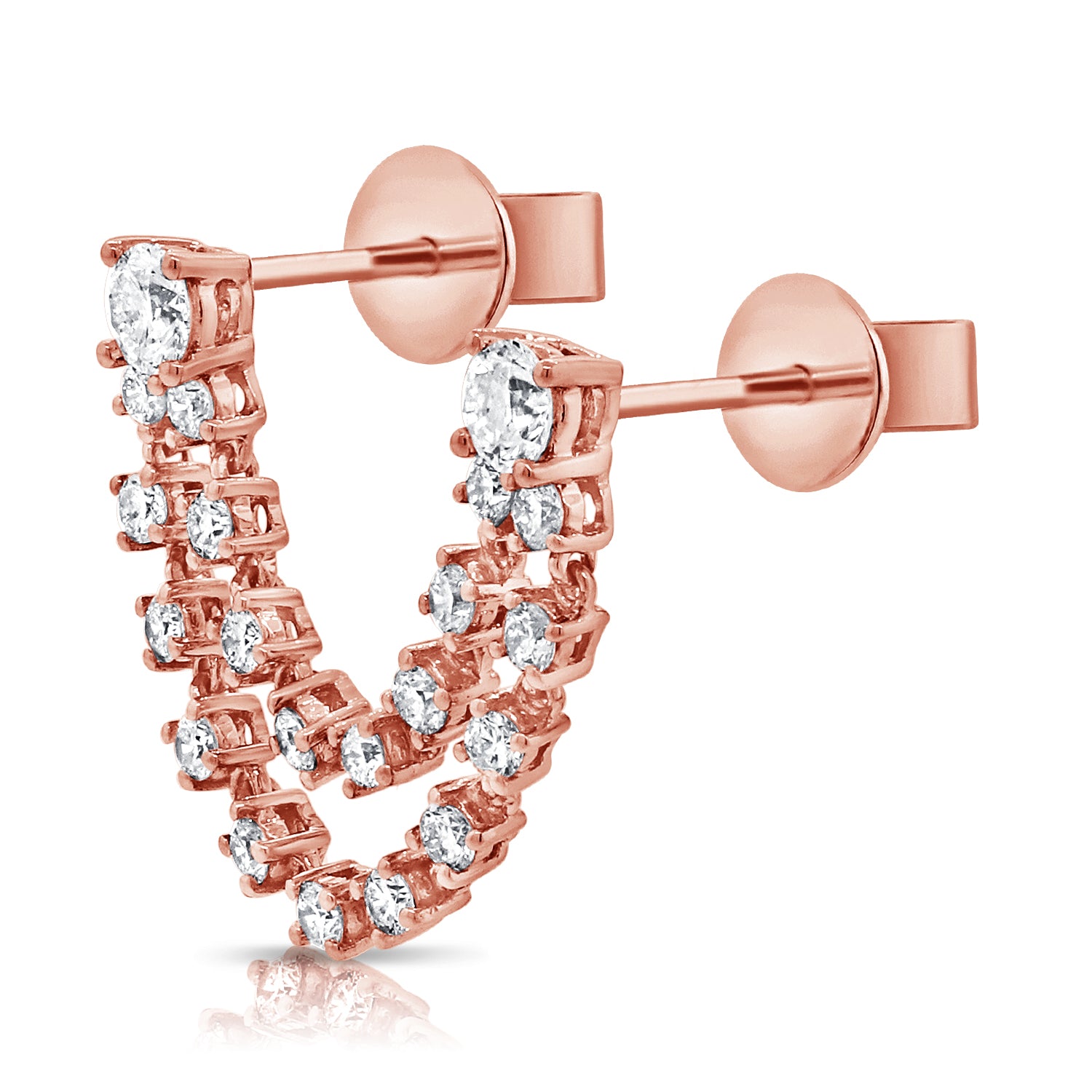 Double Draped Diamond Studs - Earrings - The Ear Stylist by Jo Nayor