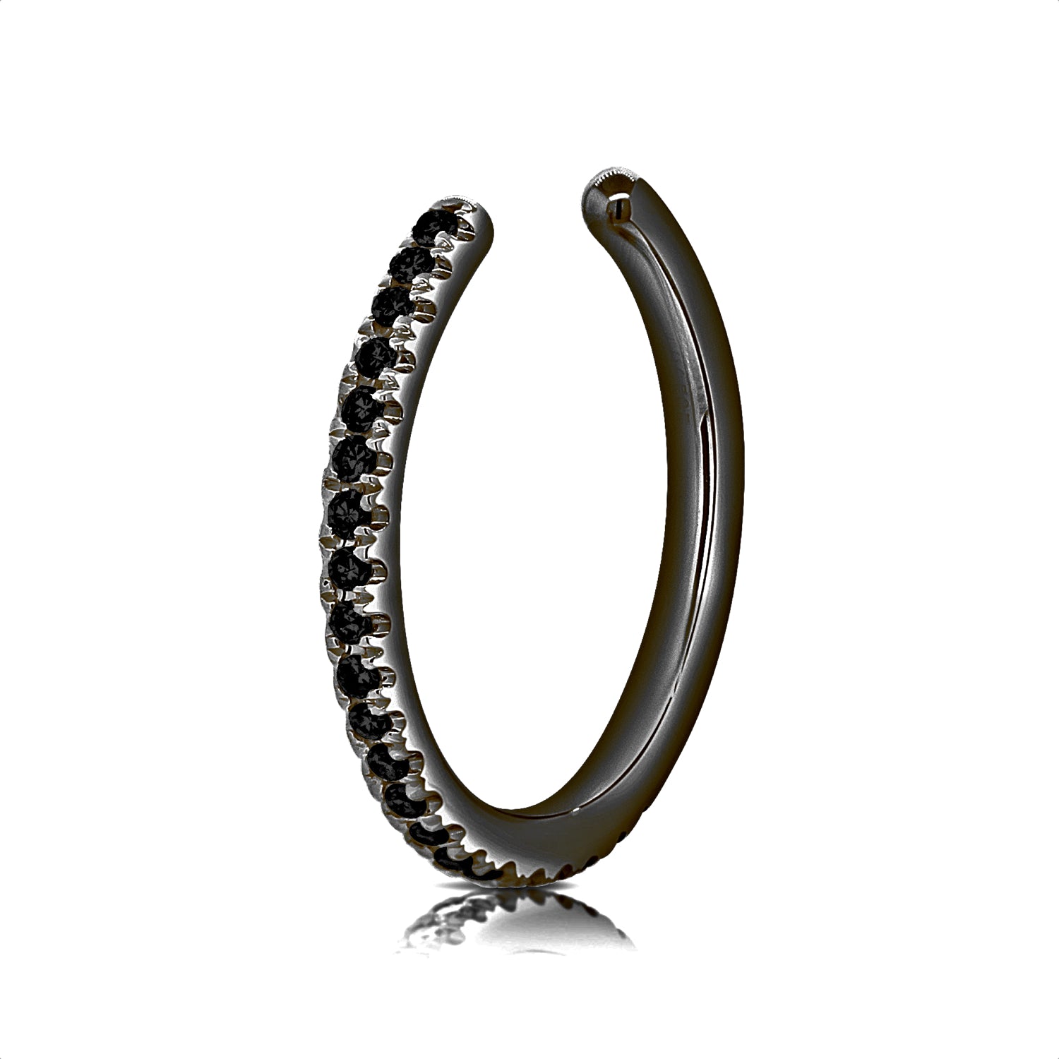 Single Row Black Diamond Pave & 14K Gold Ear Cuff - The Ear Stylist by Jo Nayor