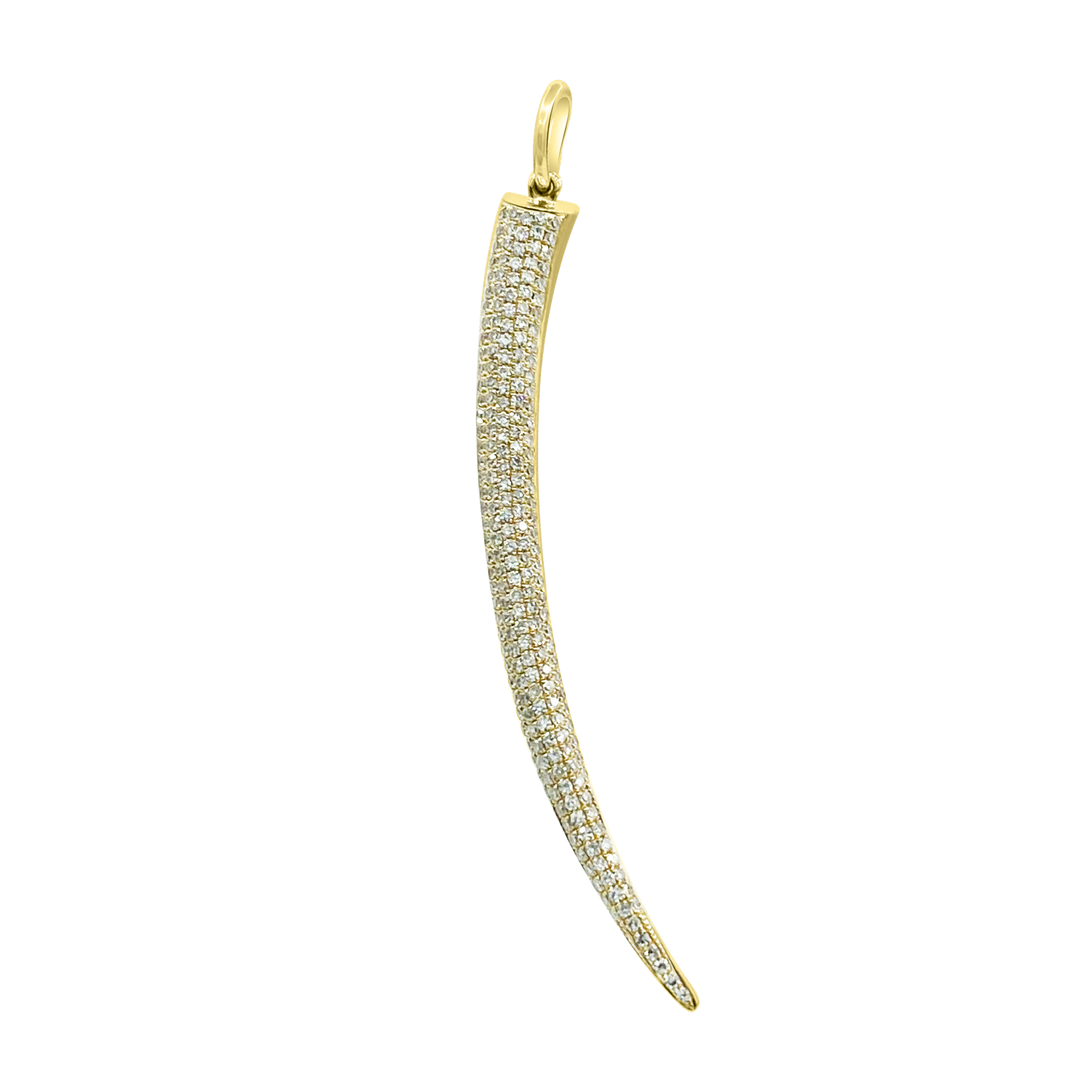 Gold & Pave Diamond Horn Charm - Designer Necklace - Jo Nayor