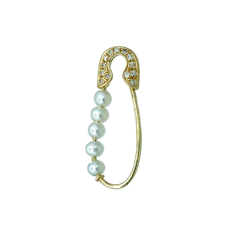 Pearl Safety Pin Earring - Designer Earrings - The EarStylist by Jo Nayor 