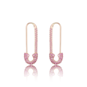 Pink Sapphire Safety Pin Earring - Gold Earrings - The Ear Stylist 