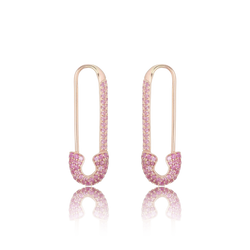 Pink Sapphire Safety Pin Earring - Gold Earrings - The Ear Stylist 