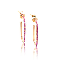 Large Pink Sapphire U Hoops - Gold Earrings - Ear Stylist by Jo Nayor
