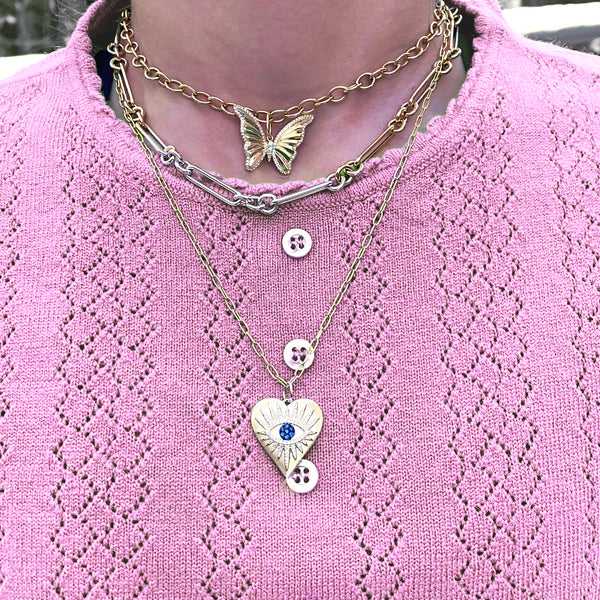 14K Gold & Diamond Butterfly Charm - Designer Necklace - Jo Nayor