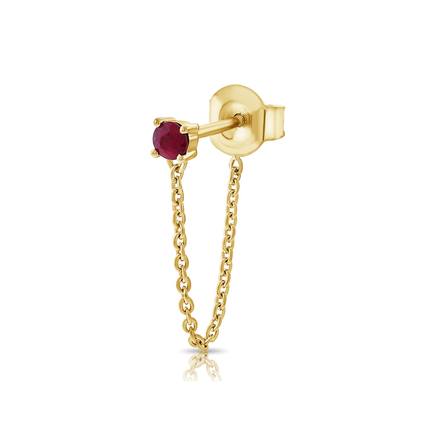 Diamond and Ruby Tethered Earrings - Gold Earrings - The Ear Stylist