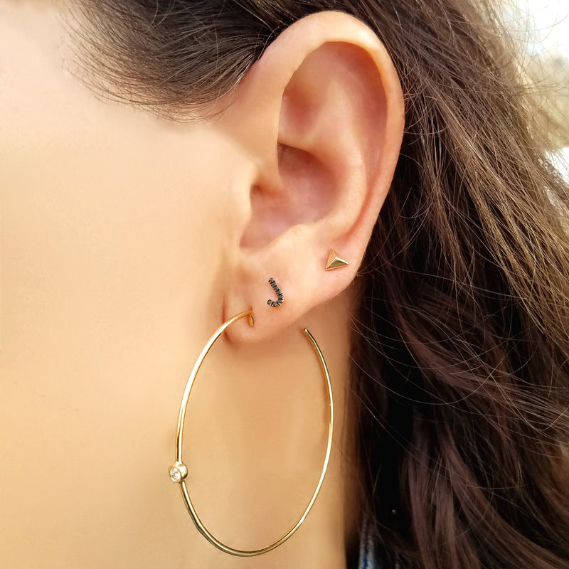 Solid Gold Mini Pyramid Triangle Earring - The Ear Stylist by Jo Nayor