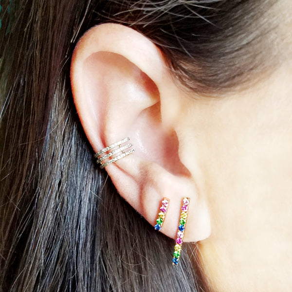 Long Rainbow Bar Post Earring - The Ear Stylist by Jo Nayor