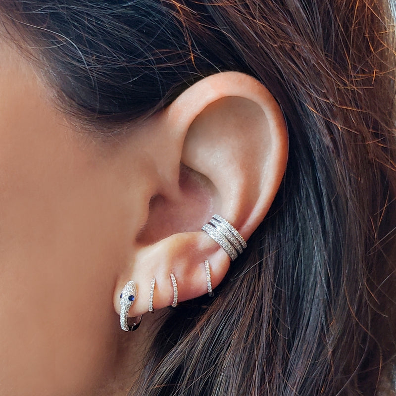 Diamond Serpent Hoop Earrings - The Ear Stylist by Jo Nayor