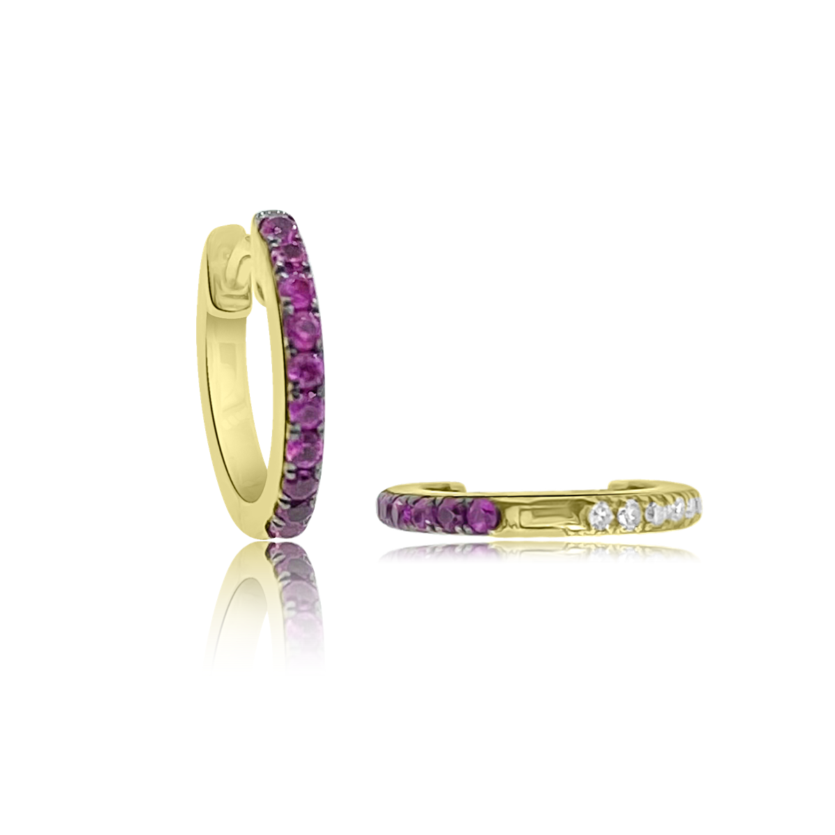 Reversible Diamond & Ruby Eternity Hoops - Gold Earrings - Ear Stylist