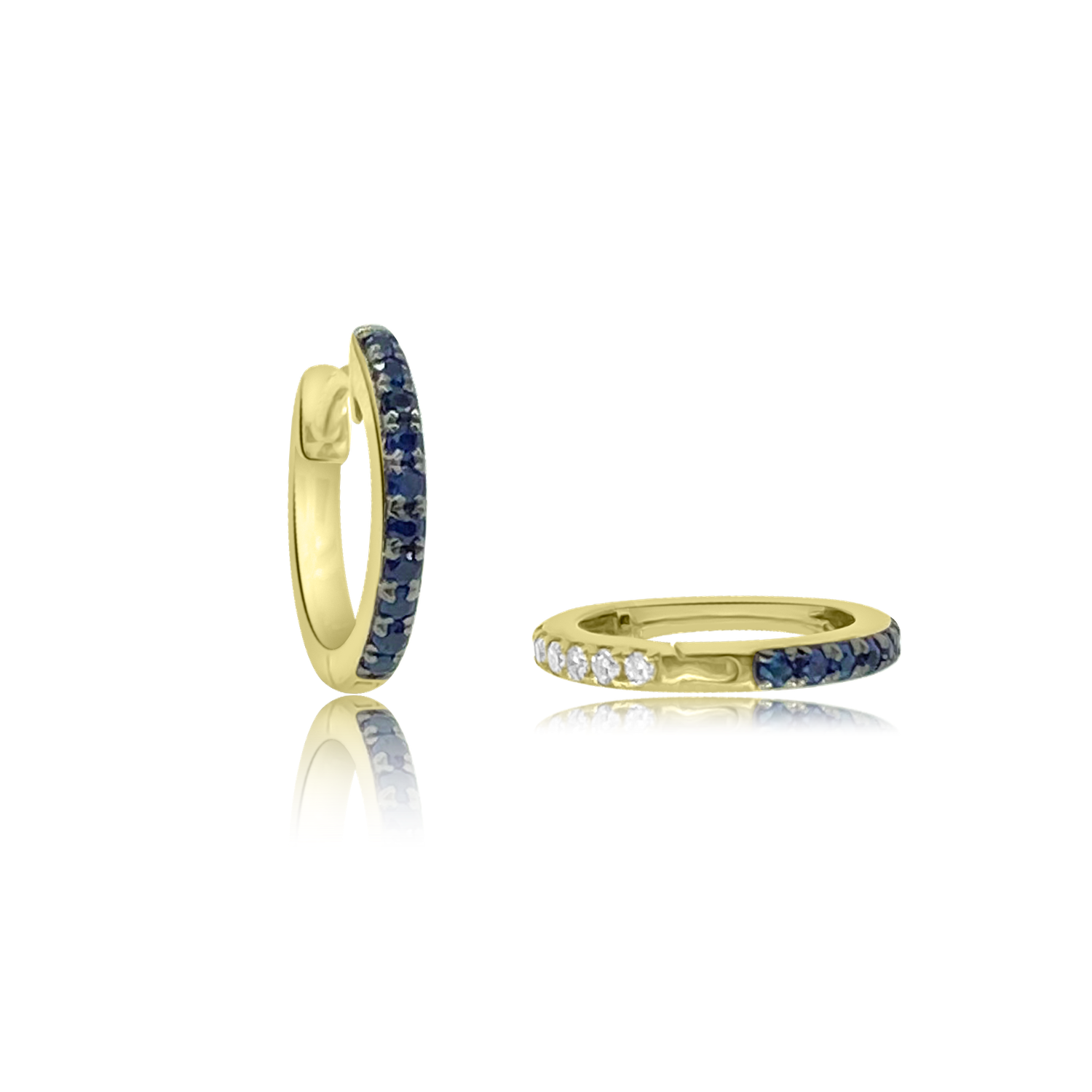 Reversible Diamond & Sapphire Eternity Hoops - Earrings - Ear Stylist