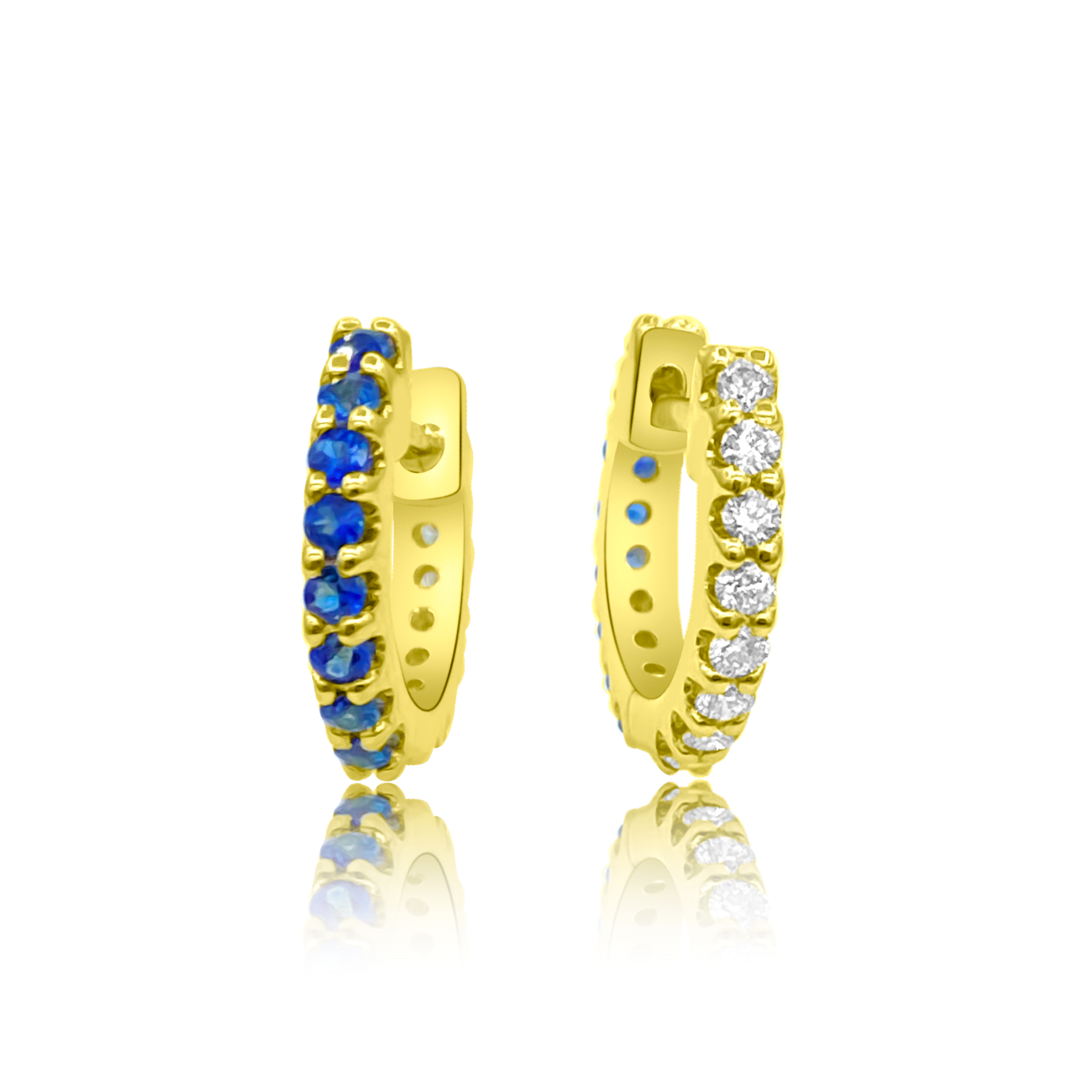 Reversible Diamond and Sapphire Gemma Huggie