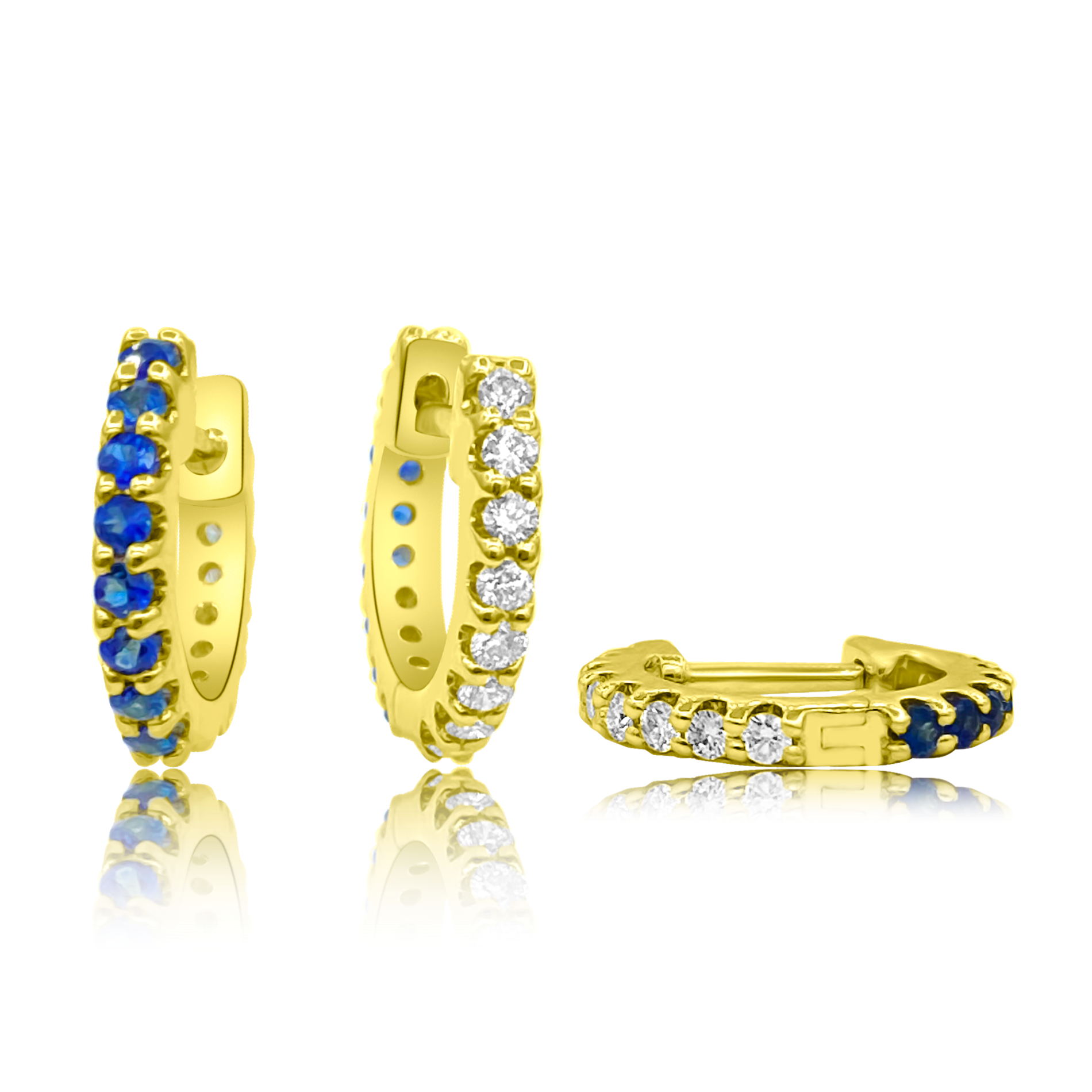 Reversible Diamond and Sapphire Gemma Huggie