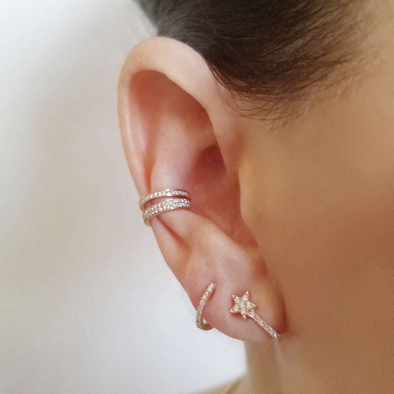 Diamond Star Hook Earrings - The Ear Stylist by Jo Nayor