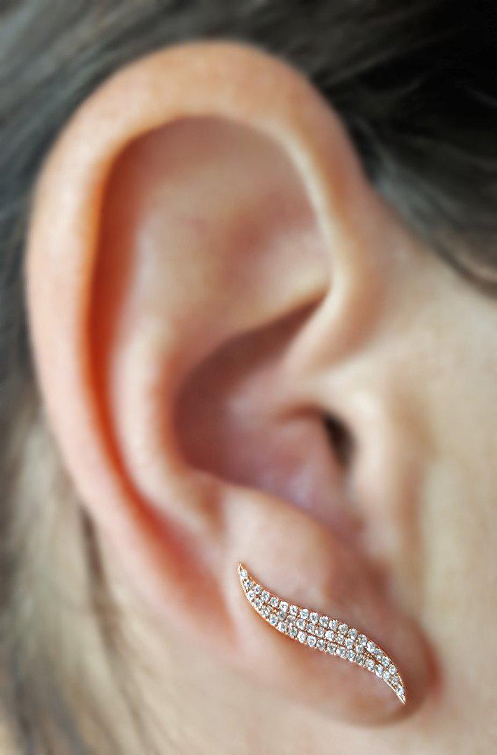 Gold and Diamond Petal Climber - The Ear Stylist by Jo Nayor