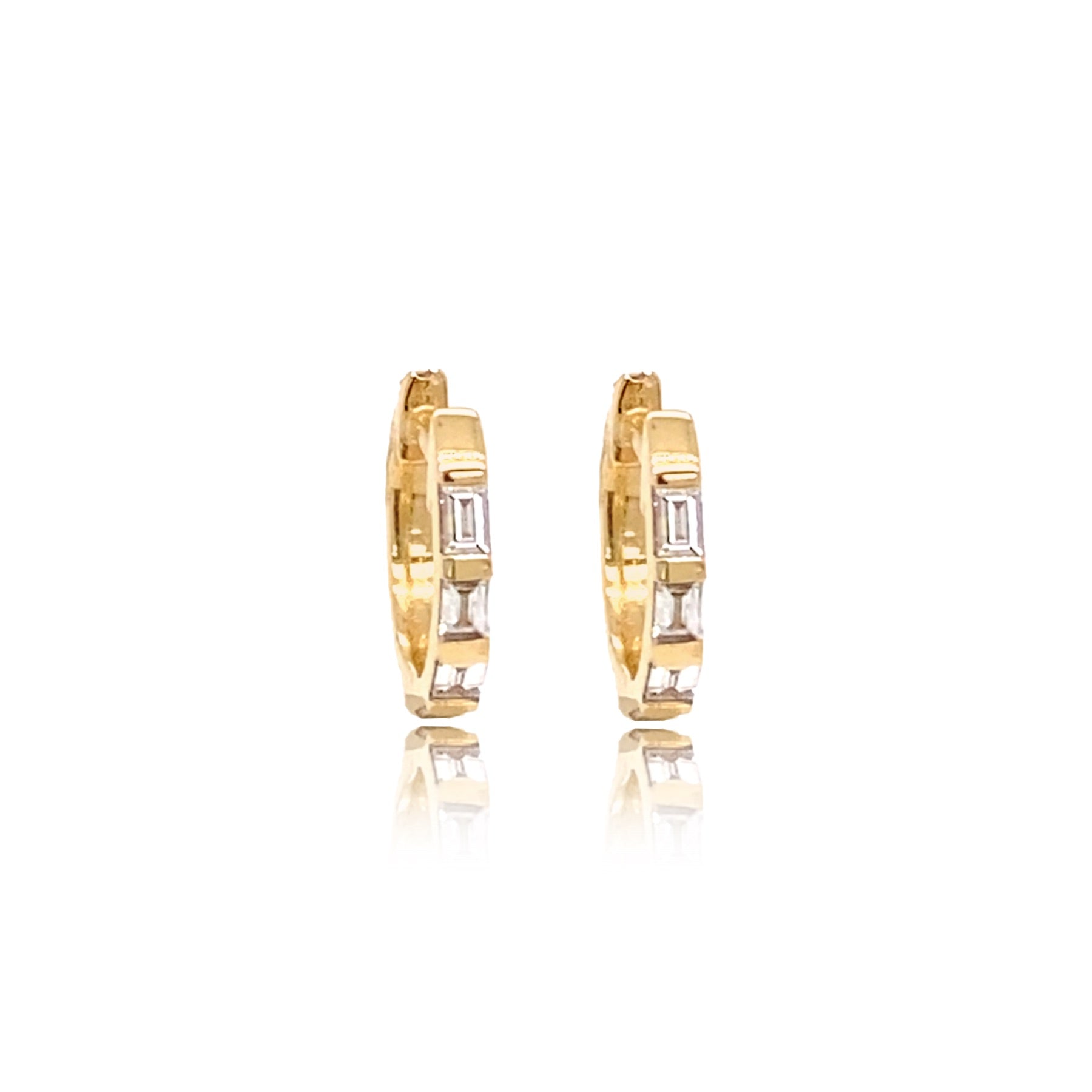 Reversible Round and Baguette Diamond Gemma Hoops - The Ear Stylist