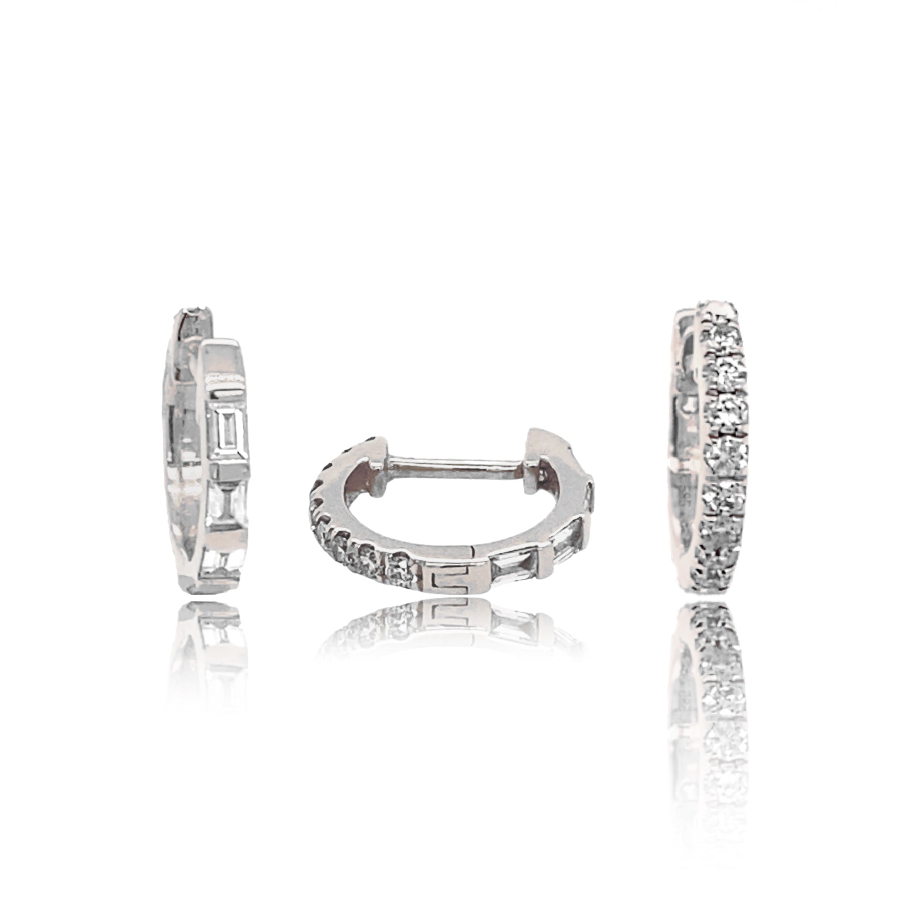 Reversible Round and Baguette Diamond Gemma Hoops