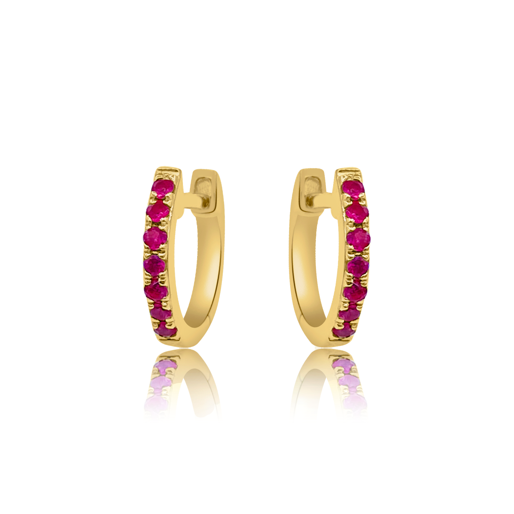 9mm Ruby Mini Hoops - Designer Earrings - Ear Stylist by Jo Nayor