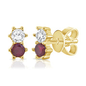 Diamond & Ruby Duo Studs - Earrings - The EarStylist by Jo Nayor