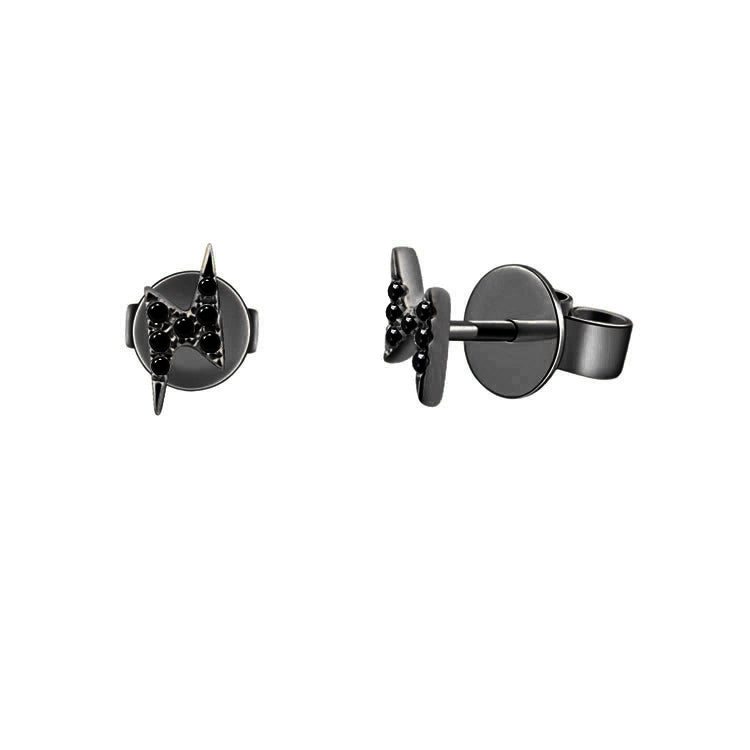 Black Diamond Mini Bolt Stud Earring - The Ear Stylist by Jo Nayor