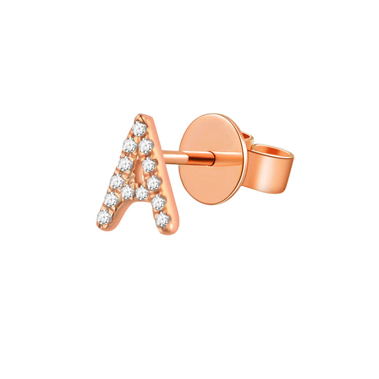 Gold and Diamond Initial Earring - The Ear Stylist by Jo Nayor