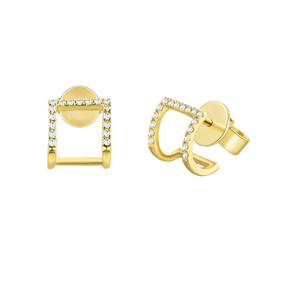 Gold & Diamond Cage Post Earring - The Ear Stylist by Jo Nayor
