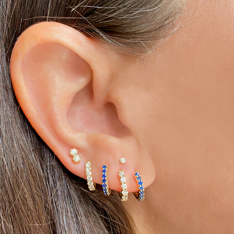 Reversible Diamond & Sapphire Huggie Hoop Earrings - The Ear Stylist