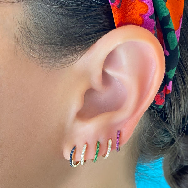 Reversible Diamond & Garnet Eternity Hoops - Earrings - Ear Stylist