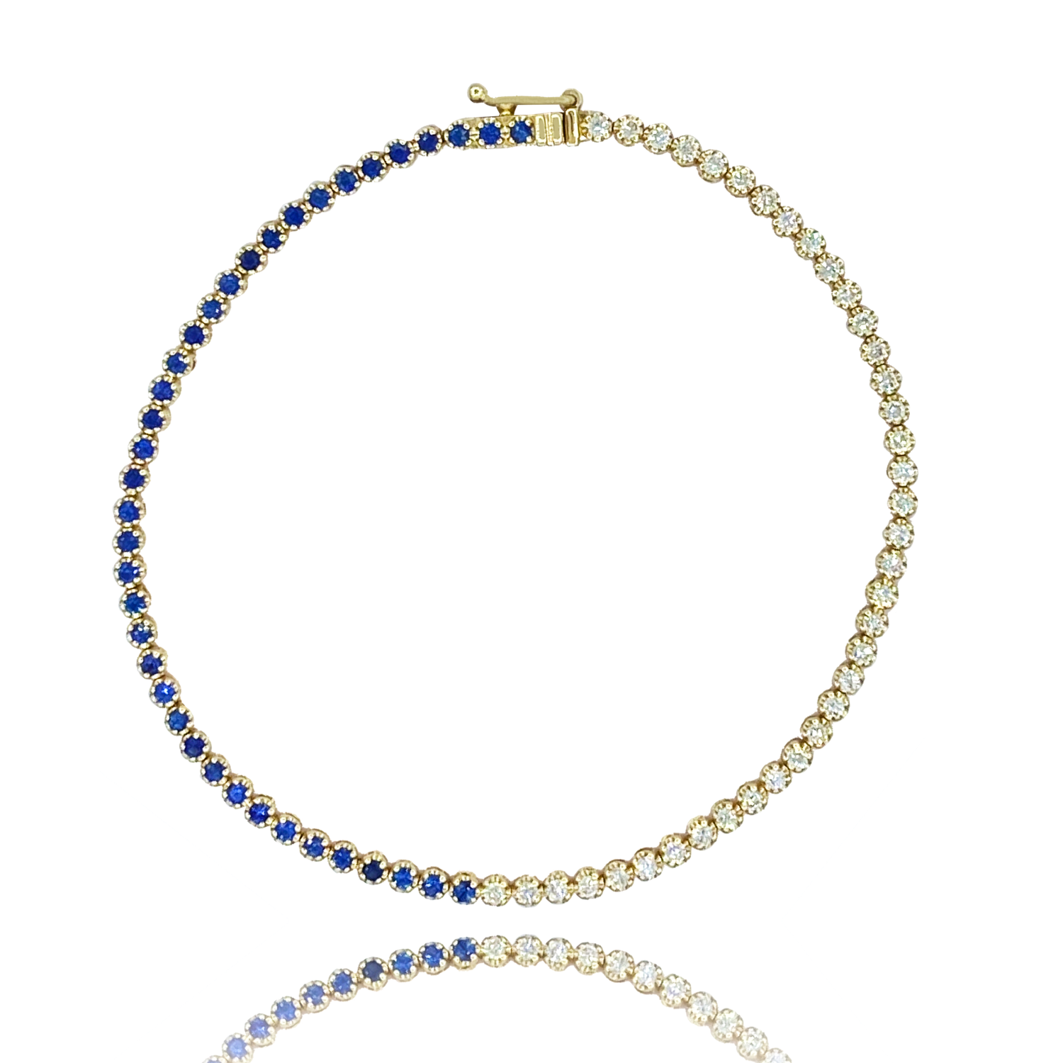 Diamond & Blue Sapphire Tennis Bracelet - Bracelets - Jo Nayor Designs