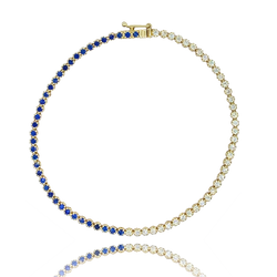 Diamond & Blue Sapphire Tennis Bracelet - Bracelets - Jo Nayor Designs