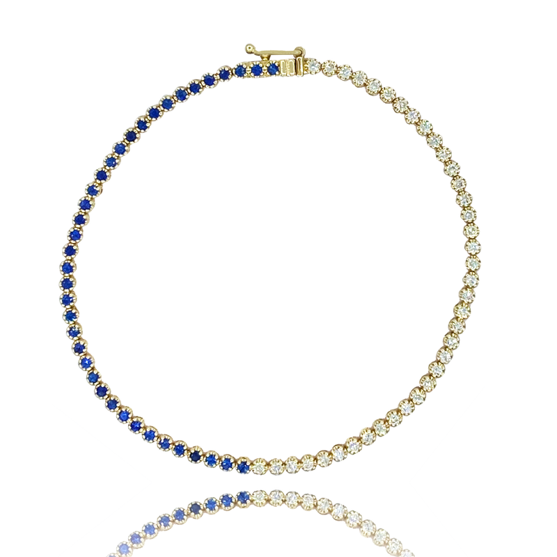 Diamond & Blue Sapphire Tennis Bracelet - Bracelets - Jo Nayor Designs