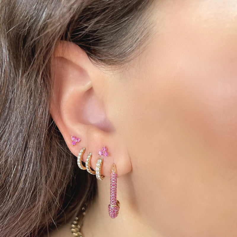 Pink Sapphire Safety Pin Earring - Gold Earrings - The Ear Stylist