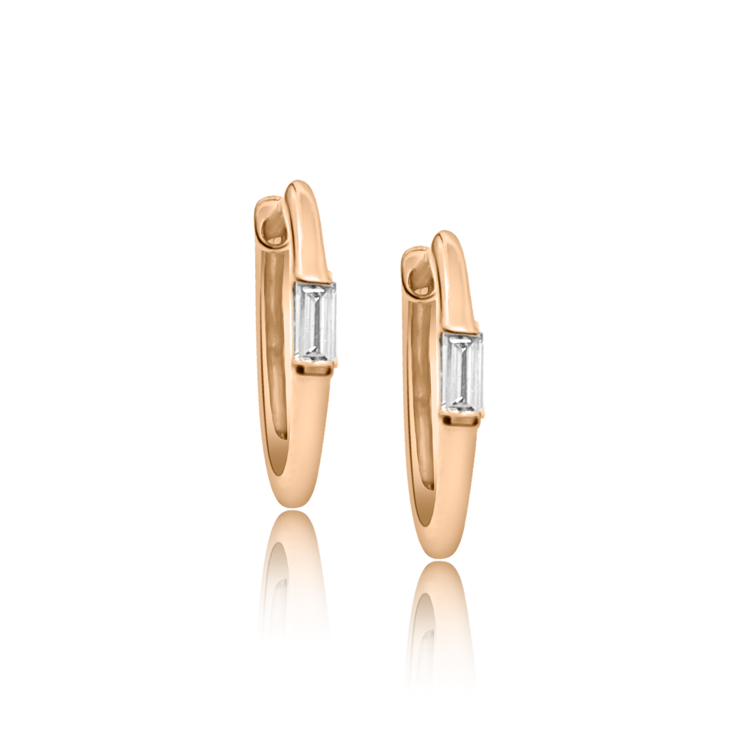 Single Baguette Hoop Earrings - Designer Earrings - The EarStylist  https://jonayor.com/products/single-baguette-hoop-earring
