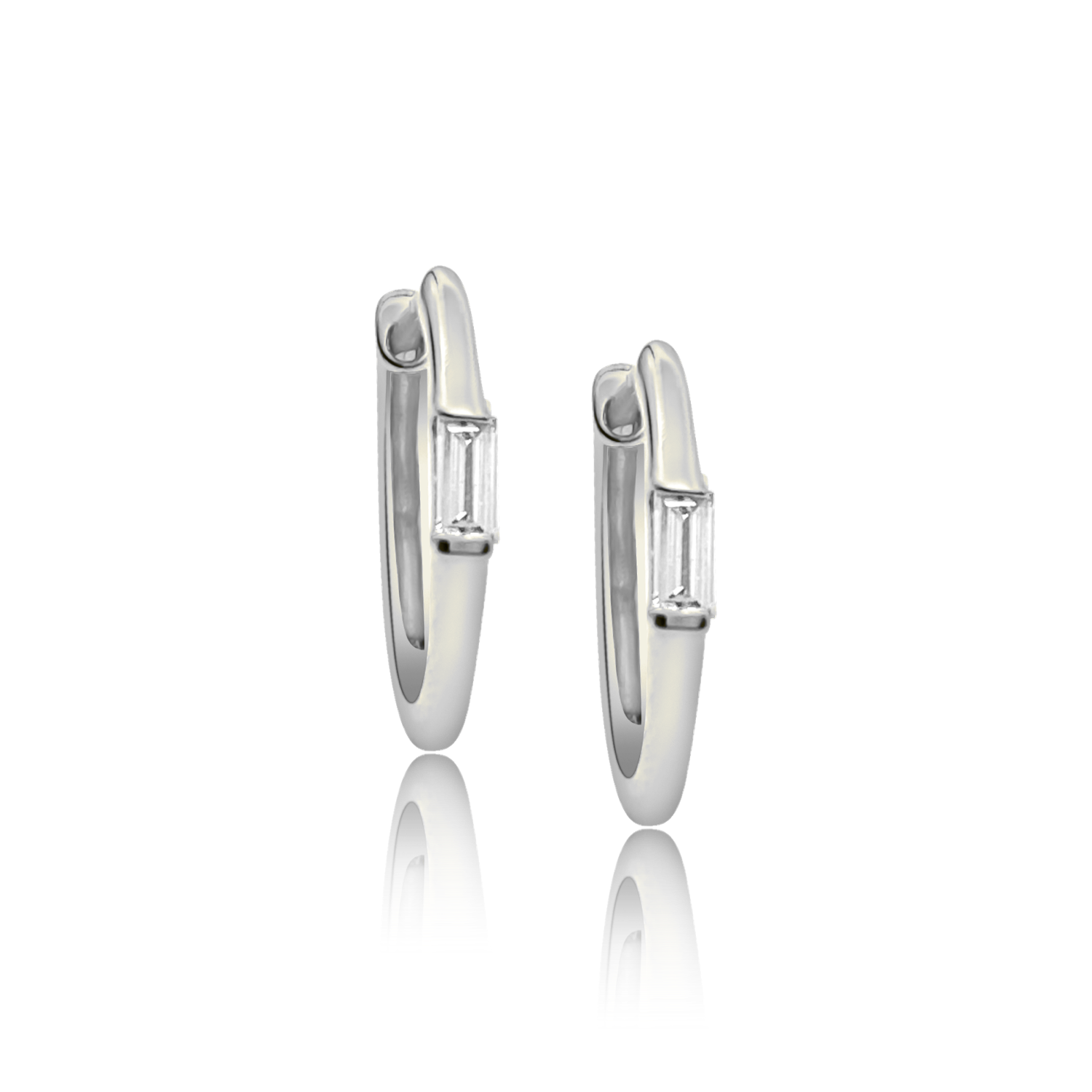 Single Baguette Hoop Earrings - Designer Earrings - The EarStylist  https://jonayor.com/products/single-baguette-hoop-earring
