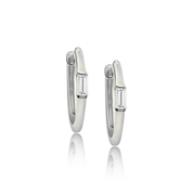 Single Baguette Hoop Earrings - Designer Earrings - The EarStylist  https://jonayor.com/products/single-baguette-hoop-earring