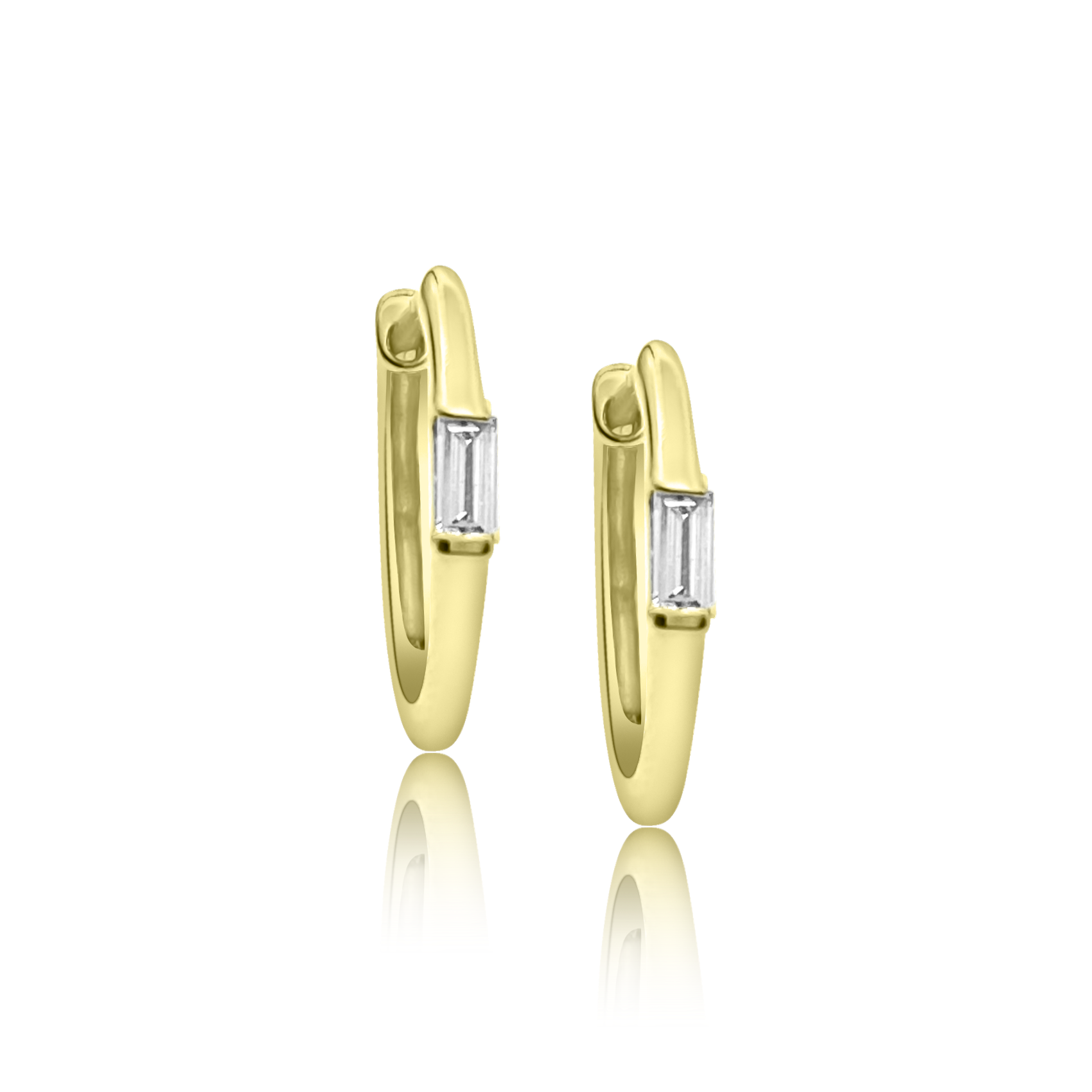 Single Baguette Hoop Earrings - Designer Earrings - The EarStylist