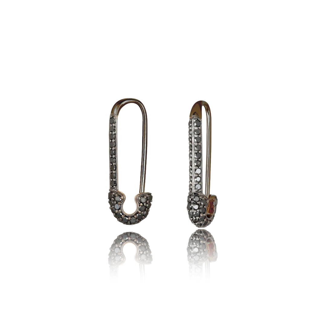 Small Black Diamond Safety Pin Earring - Earrings - The Ear Stylist