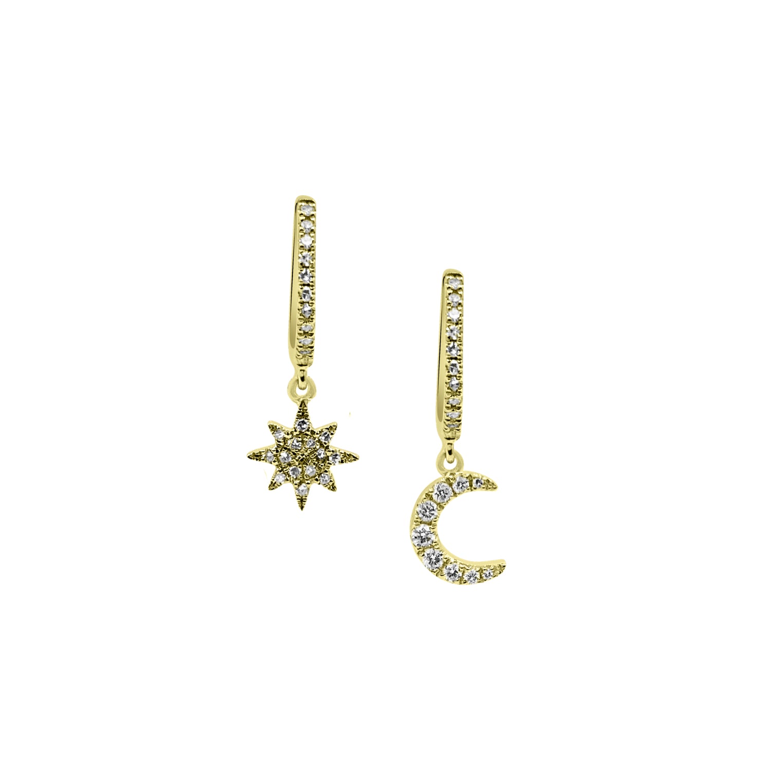 Sunburst and Moon Huggie Duo - Designer Earrings - The EarStylist
