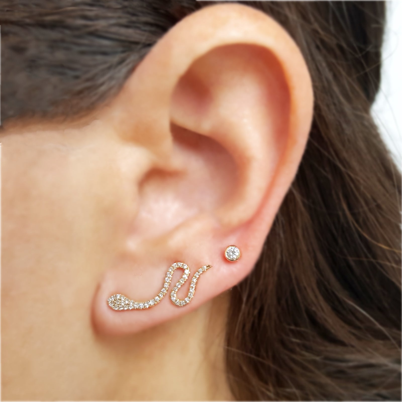 14K Gold Diamond Snake Climber Designer Earrings The EarStylist The Ear Stylist by Jo Nayor