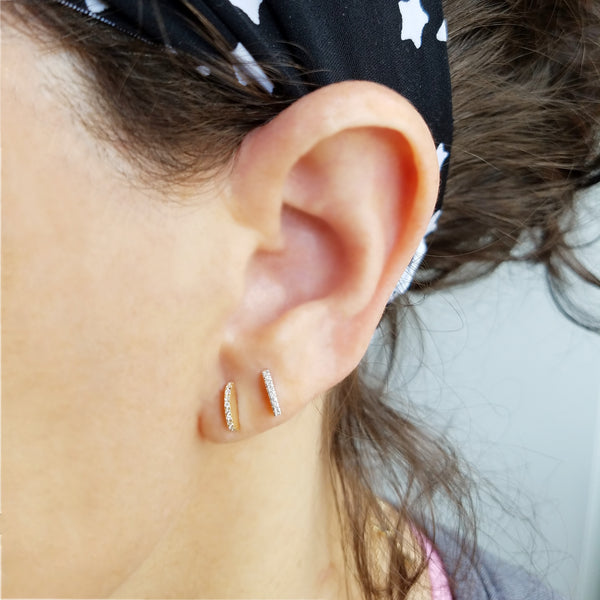 Sphere Slice Diamond Stud Earrings - The Ear Stylist by Jo Nayor