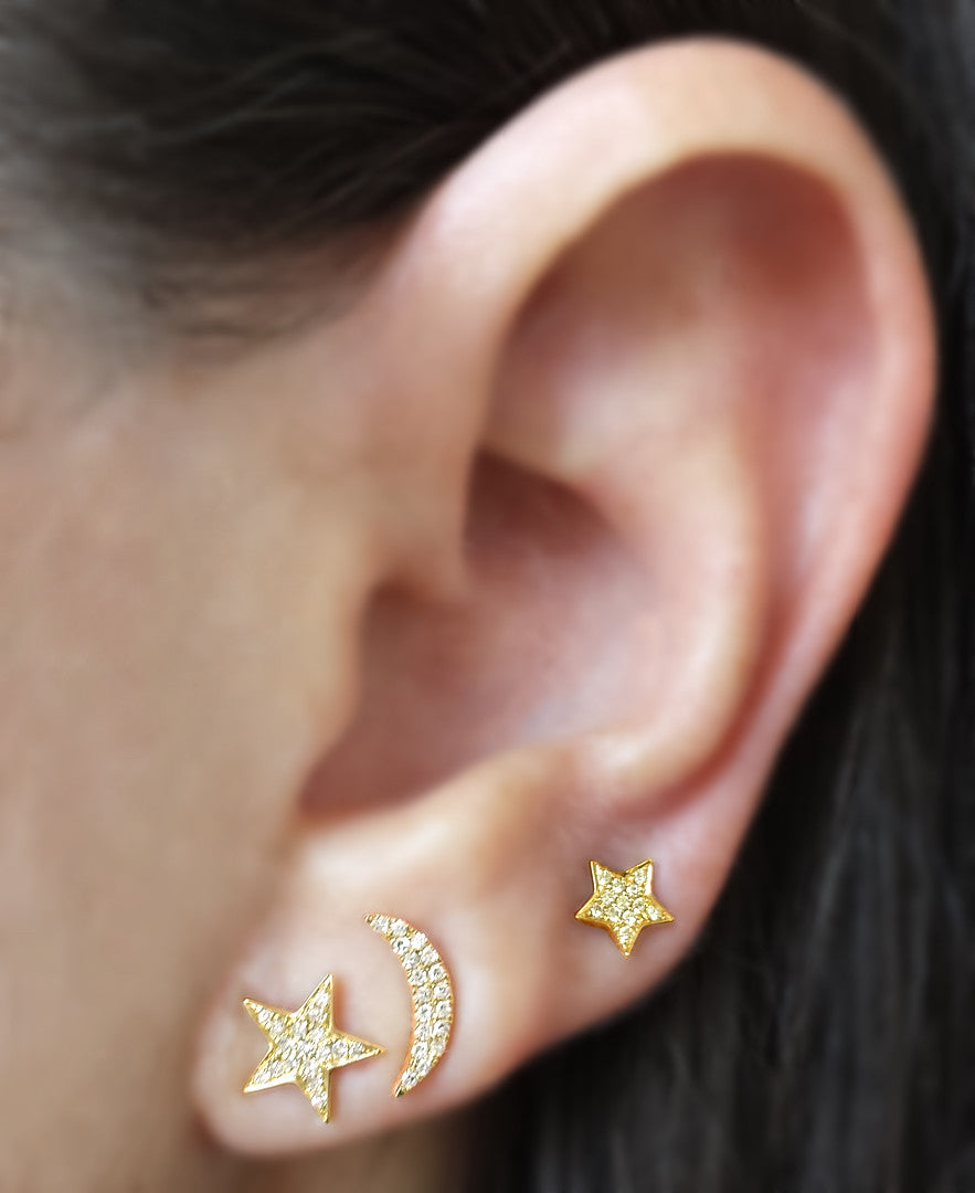Gold & Diamond Moon Earring - The Ear Stylist by Jo Nayor